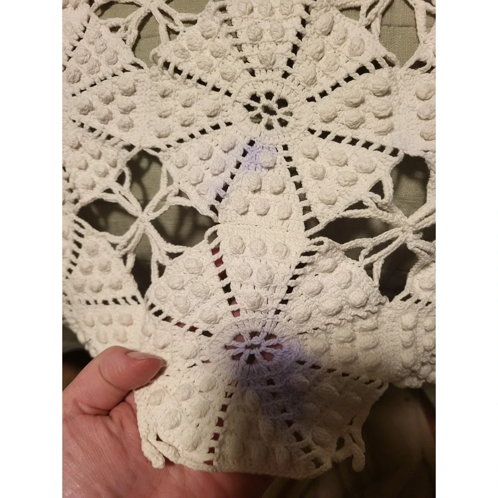 Vintage Hand‎ Crocheted Tablecloth Bedspread  Coverlet Large 86